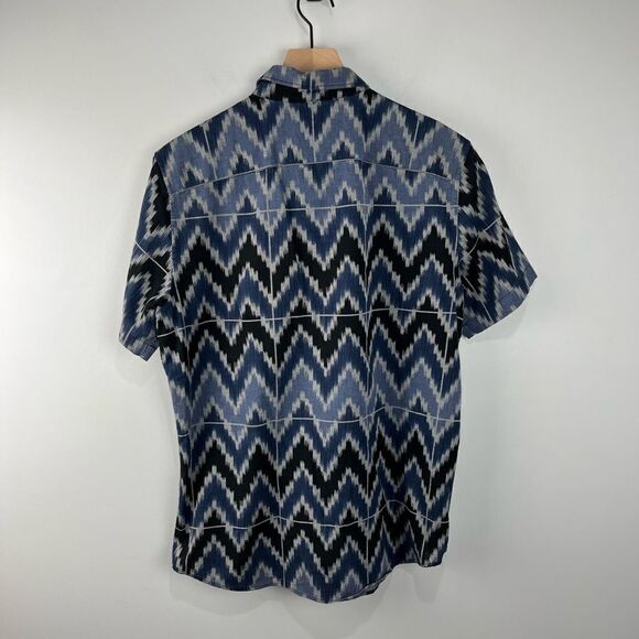 AEO Classic Fit Blue Pattern S/S Cotton Button Down M - Picture 6 of 7